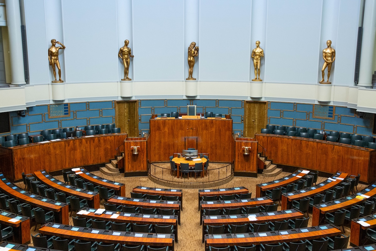 L'interno del parlamento finlandese, in una foto del 10 settembre