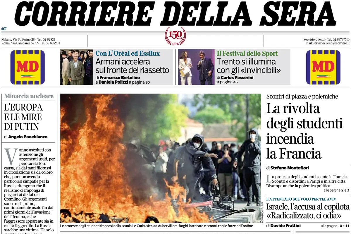 Le prime pagine di oggi