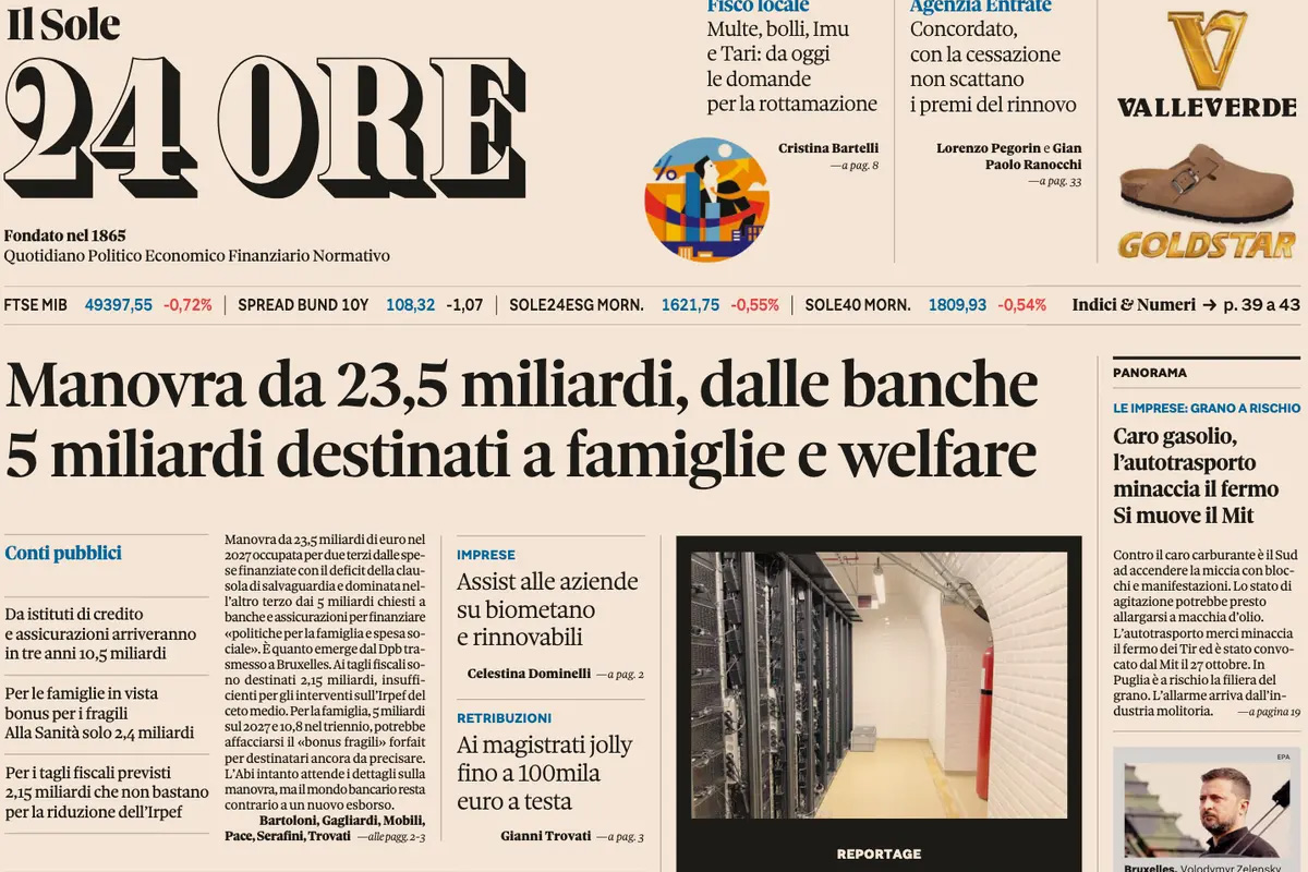 Le prime pagine di oggi
