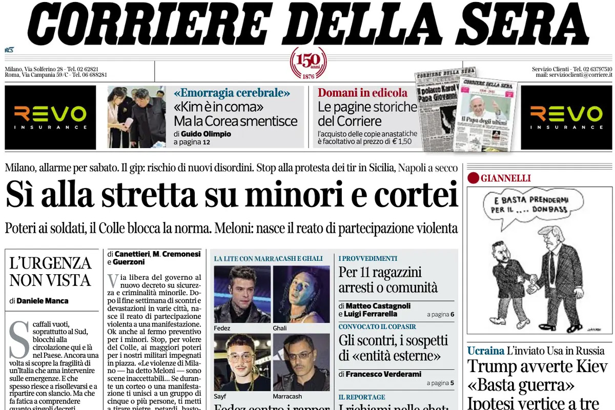 Le prime pagine di oggi